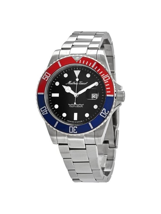 NWT Mathey-Tissot Mathey Vintage Quartz Black Dial Pepsi Bezel Men\'s Watch
